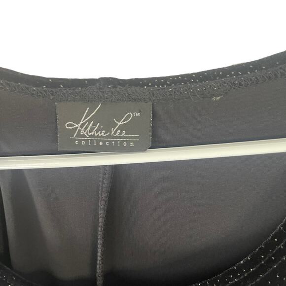 Kathie Lee Collection Vintage 90s  Large Sparkle Fairy Grunge Black Velvet Dress - Picture 5 of 9